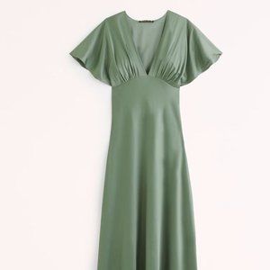 Abercrombie Flutter Sleeve Satin Maxi Dress